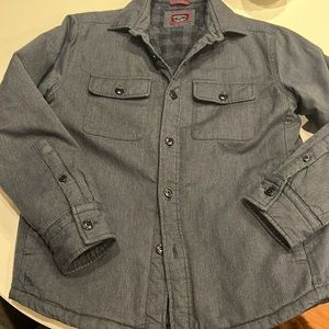 Untukit jacket shirt-  dark navy blue with blue/black flannel inside -SMALL